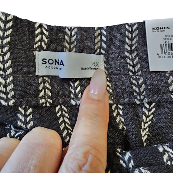 Nwt Sonoma Linen Blend Black Striped Mid Rise Mid thigh sz 4X - Picture 4 of 10